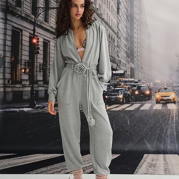 For Love & Lemons Yuna Jumpsuit in Grey Sz S - Picture 1 of 12